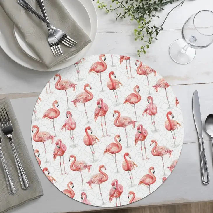 Gracefully Pink Reversible Round Plastic Placemat – BPA-Free, Made in the USA