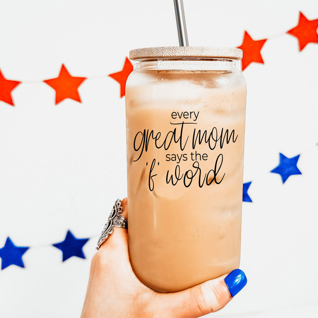 Every Great Mom 17oz Glass Tumbler With Bamboo Lid And Stainless Straws Gift For Mom