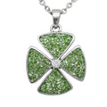 Green Crystal Clover Pendant Necklace Adjustable Chain