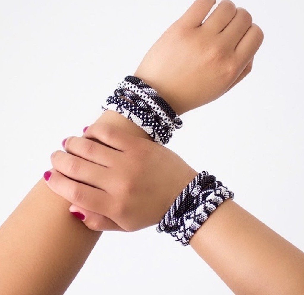 Gunmetal Gray Roll-On Beaded Bracelet Set of 3 Stackable Glass Seed Beads