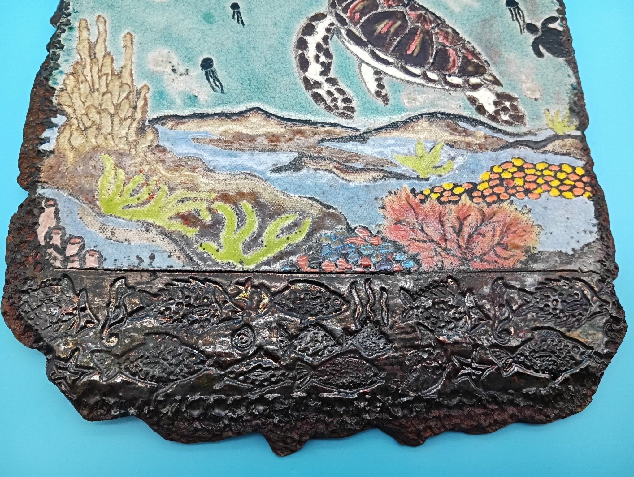 Handmade Raku Fired Sea Turtle Wall Art – Bobbie McCrea North Shore Potter