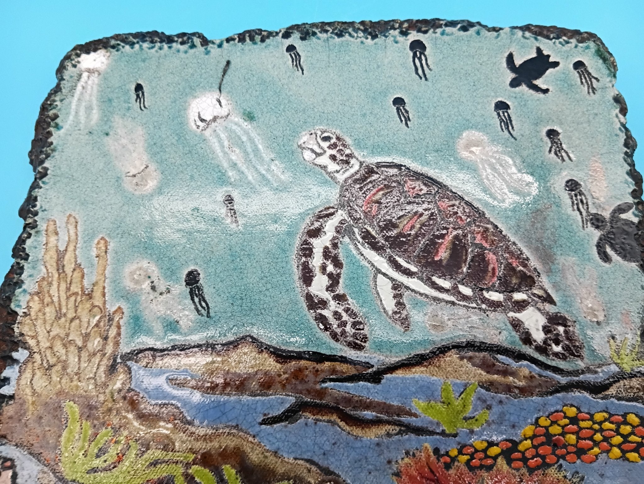 Handmade Raku Fired Sea Turtle Wall Art – Bobbie McCrea North Shore Potter