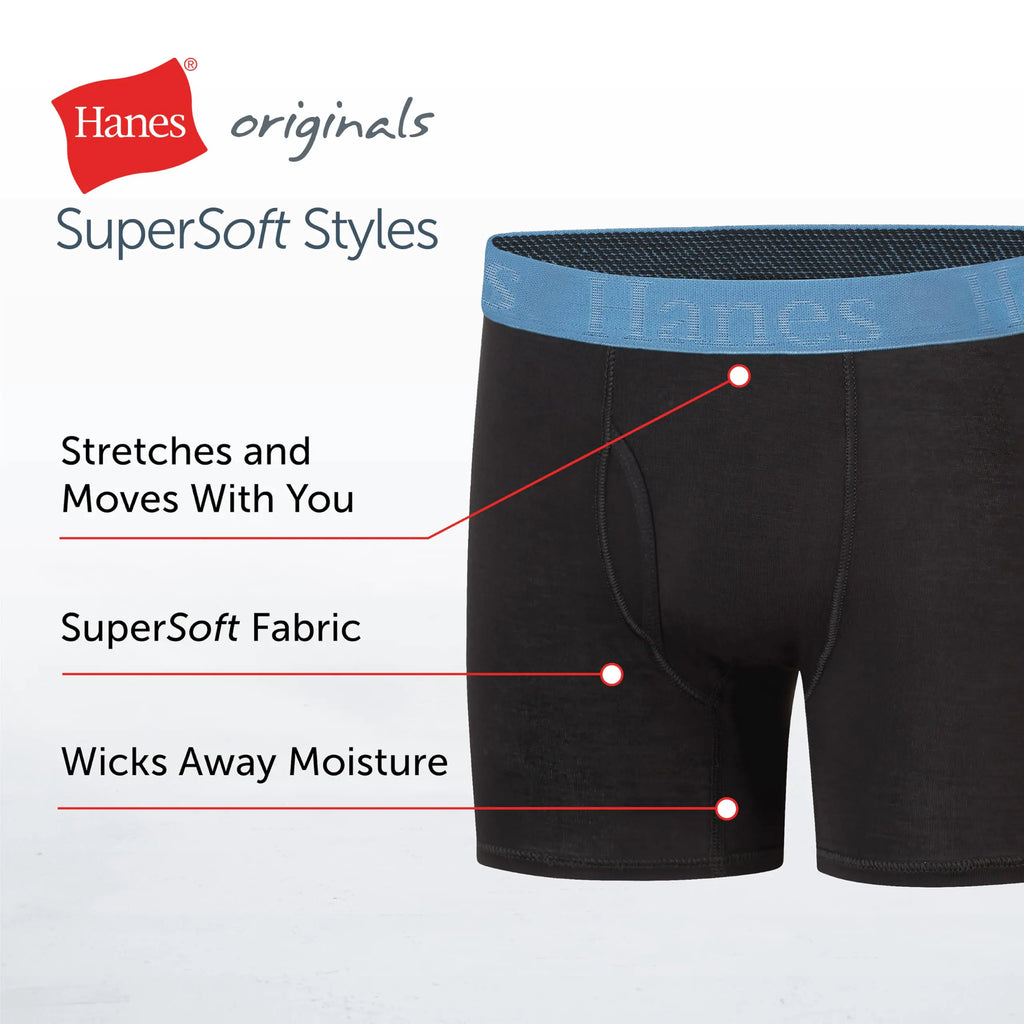 Hanes Boys Originals Boxer Brief Underwear, Supersoft Boxer Briefs For Boys, Assorted 5-Pack Medium Black 5-pack - # BOAA11410004