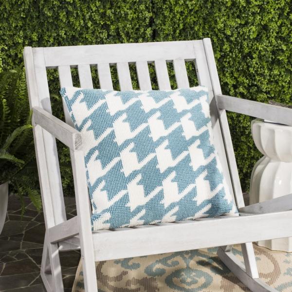Hanne Houndstooth Pillow- Soft Aqua Blue
