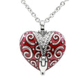Heart Zipper Pendant Necklace Red Enamel Cubic Zirconia