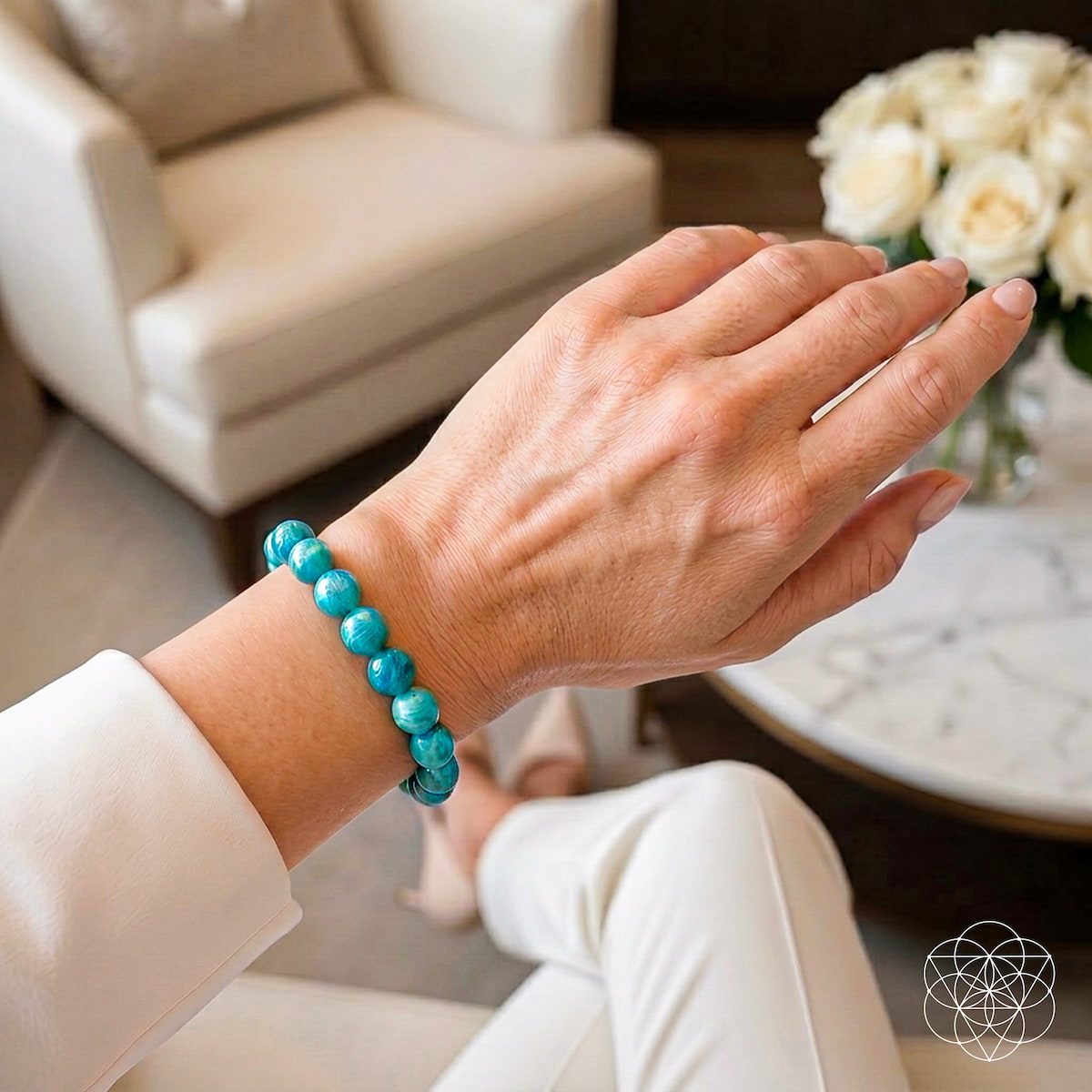 Empire of Her Own – Bracelet Amazonite Bleu Premium