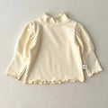 High Collar Long Sleeve Cotton T-shirt for Baby Girls - # BAAA1111010004