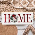 Christmas Home Wreath Sign Holiday Mantel Shelf Tray Decor Rustic Wooden