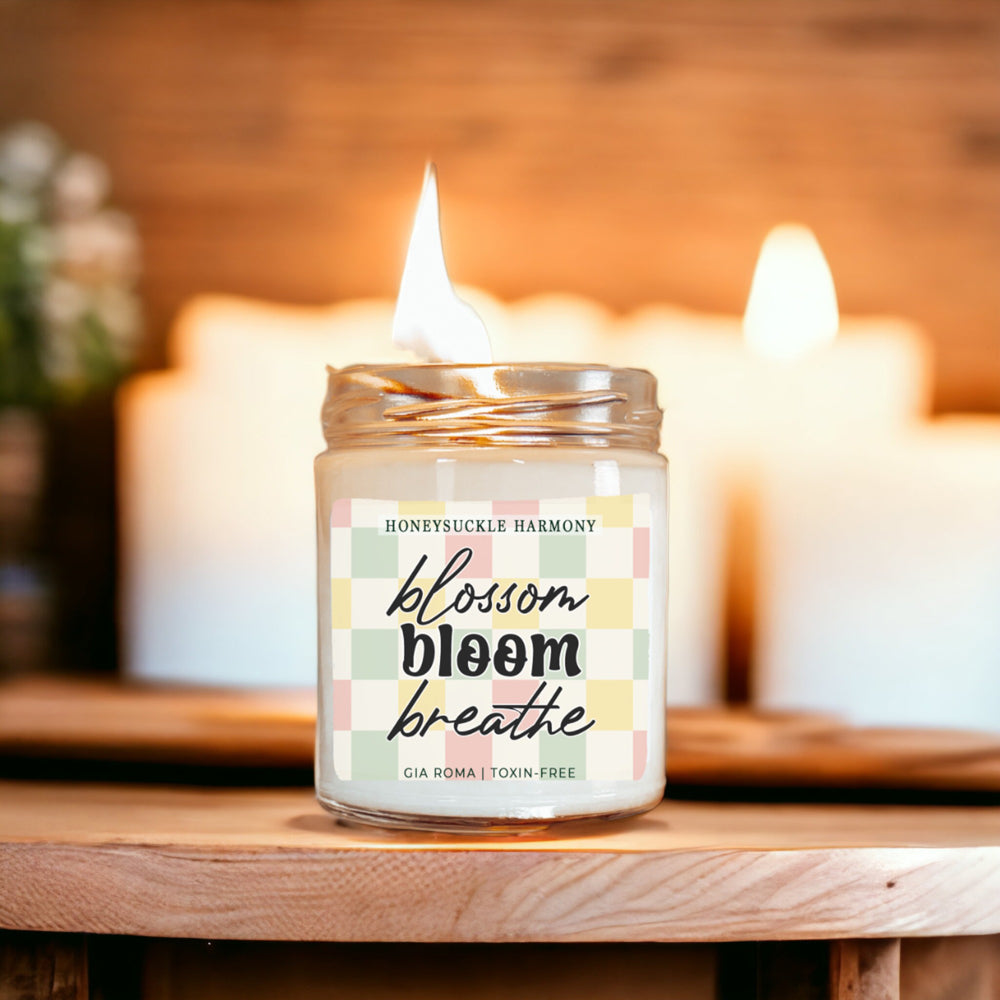 Honeysuckle Scented Soy Candle - Sweet Floral Blossom, Honeyed Summer Aroma