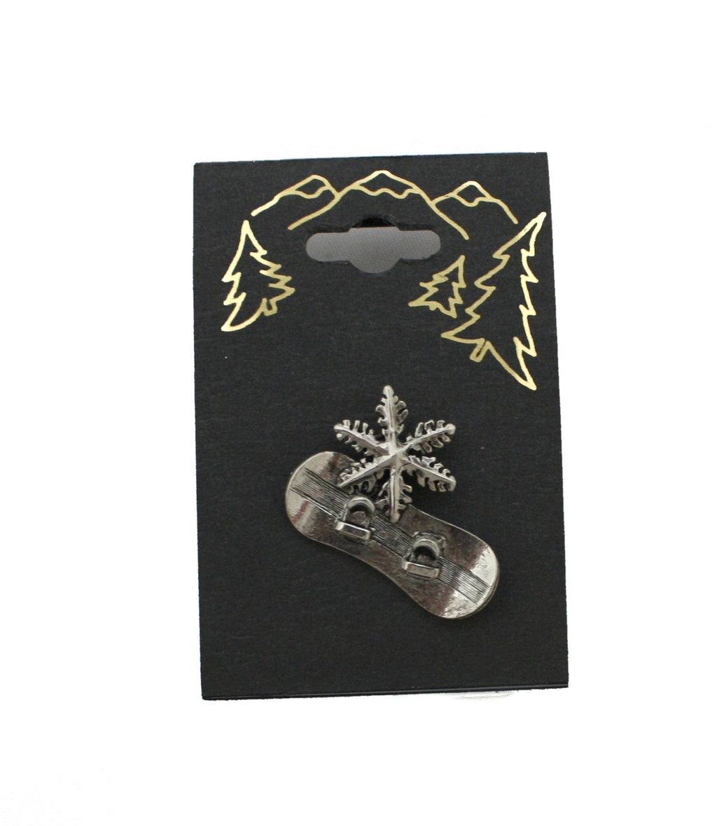 Snowflake Pewter Snowboard Pin