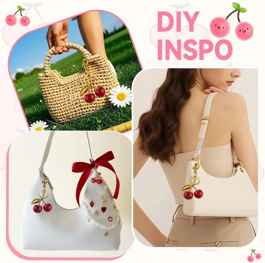 Cherry Purse Charm Keychain for Handbags – Cute Cherry Purse Charm & Strawberry Keychain Gift for Women