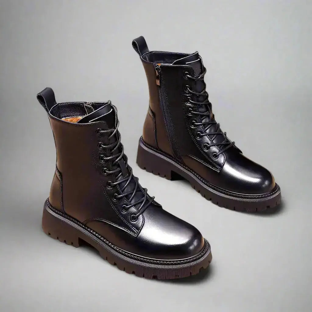 Black Leather Winter Boots for Women | British Martin Style