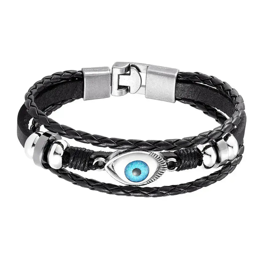 Evil Eye Bracelet for Women – Multi-Layer Beaded Leather Jewelry
