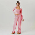 Ensemble Lounge Flaire™ à Rayures pour Femme – Tenue Deux Pièces à Col Carré