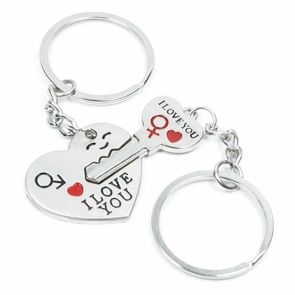 Couple Heart Keychain Set – Matching Love Keyrings for Boyfriend & Girlfriend