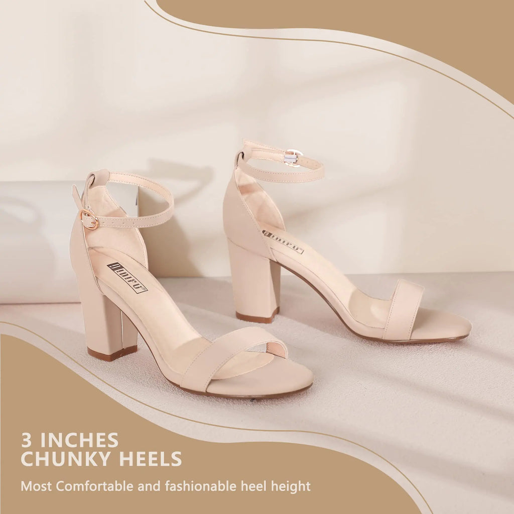 IDIFU Women's 3 Inch Heel Sandals for Women 11 Nude Nubuck - # GIAA73210003