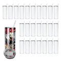 Sublimation 25 Pack 20oz Blank Gloss or Matte White Straight Stainless Tumblers Tumbler Coffee Cup w/straw, & box