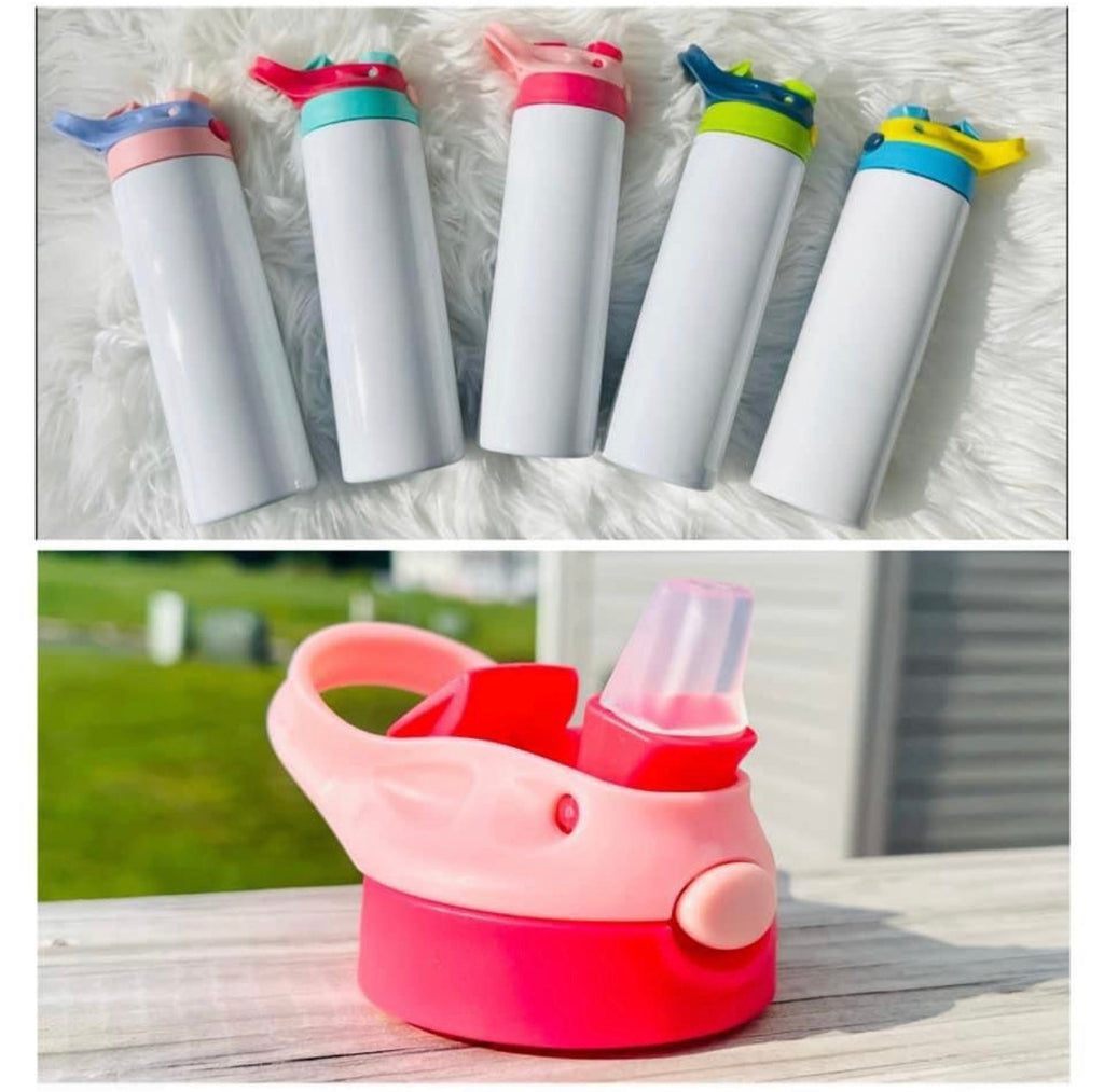 Gobelet Sippy 20oz vierge à sublimation pour enfants, droit, en acier inoxydable blanc, gobelet pour enfants, bouteille d'eau de sport avec poignée