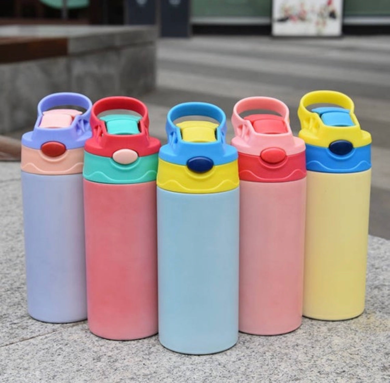 Biberon antifuite à sublimation vierge de 12 oz, changement de couleur UV et phosphorescent, droit, en acier inoxydable, gobelet pour enfants, bouteille d'eau de sport