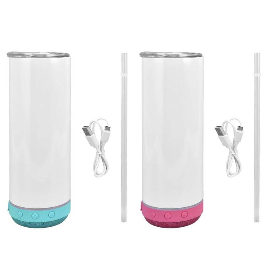 Lot de 20oz Gobelet Bluetooth à sublimation. Gobelets Musicaux avec Couvercle, Haut-parleur et Paille