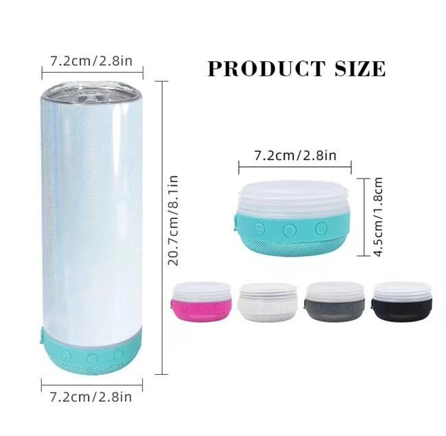 Lot de 20oz Gobelet Bluetooth à sublimation. Gobelets Musicaux avec Couvercle, Haut-parleur et Paille