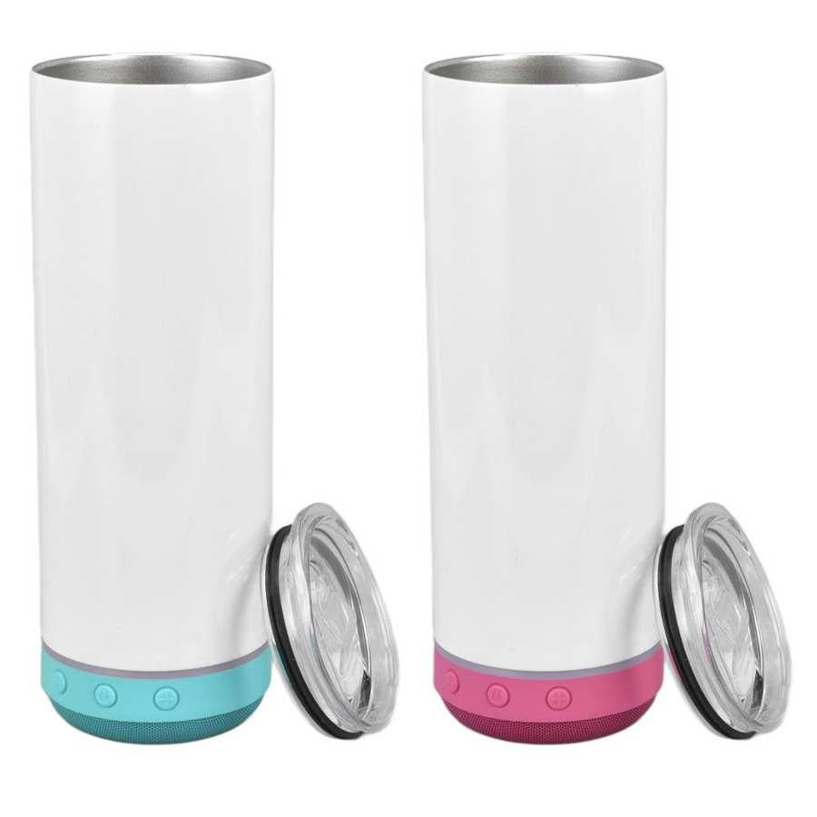 Lot de 20oz Gobelet Bluetooth à sublimation. Gobelets Musicaux avec Couvercle, Haut-parleur et Paille