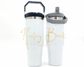 30oz Sublimation Flip Straw Tumbler (Gray or Black Lid) Dual Wall Tumblers