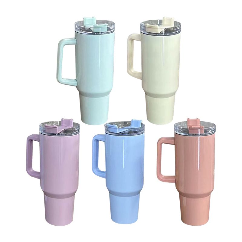40oz Macaroon Sublimation Color Stainless Tumbler w/ Handle