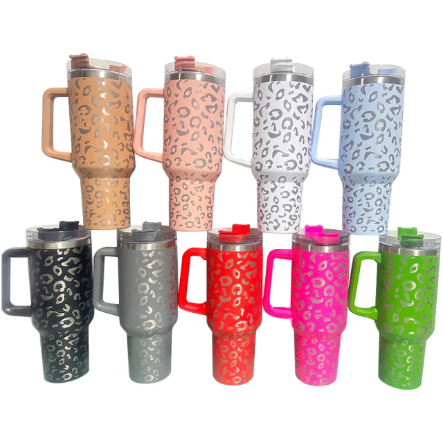 40oz Cheetah Leopard Laser Etched Stainless Tumbler