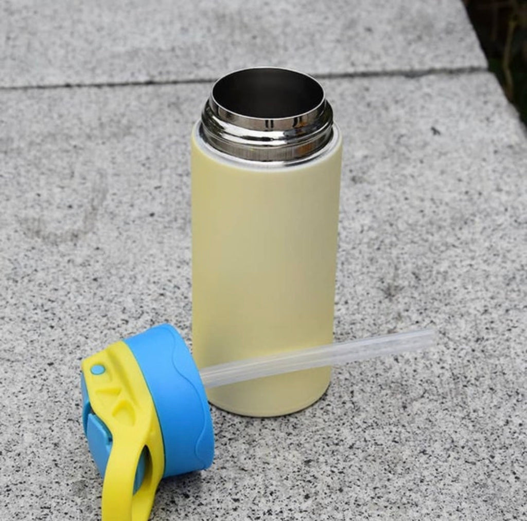 Biberon antifuite à sublimation vierge de 12 oz, changement de couleur UV et phosphorescent, droit, en acier inoxydable, gobelet pour enfants, bouteille d'eau de sport