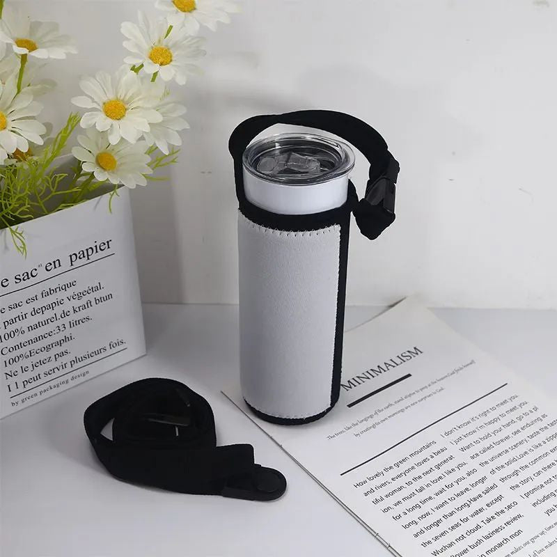 DIY dye Sublimation Blank Neoprene 20oz tumbler tote pouch holder with adjustable strap