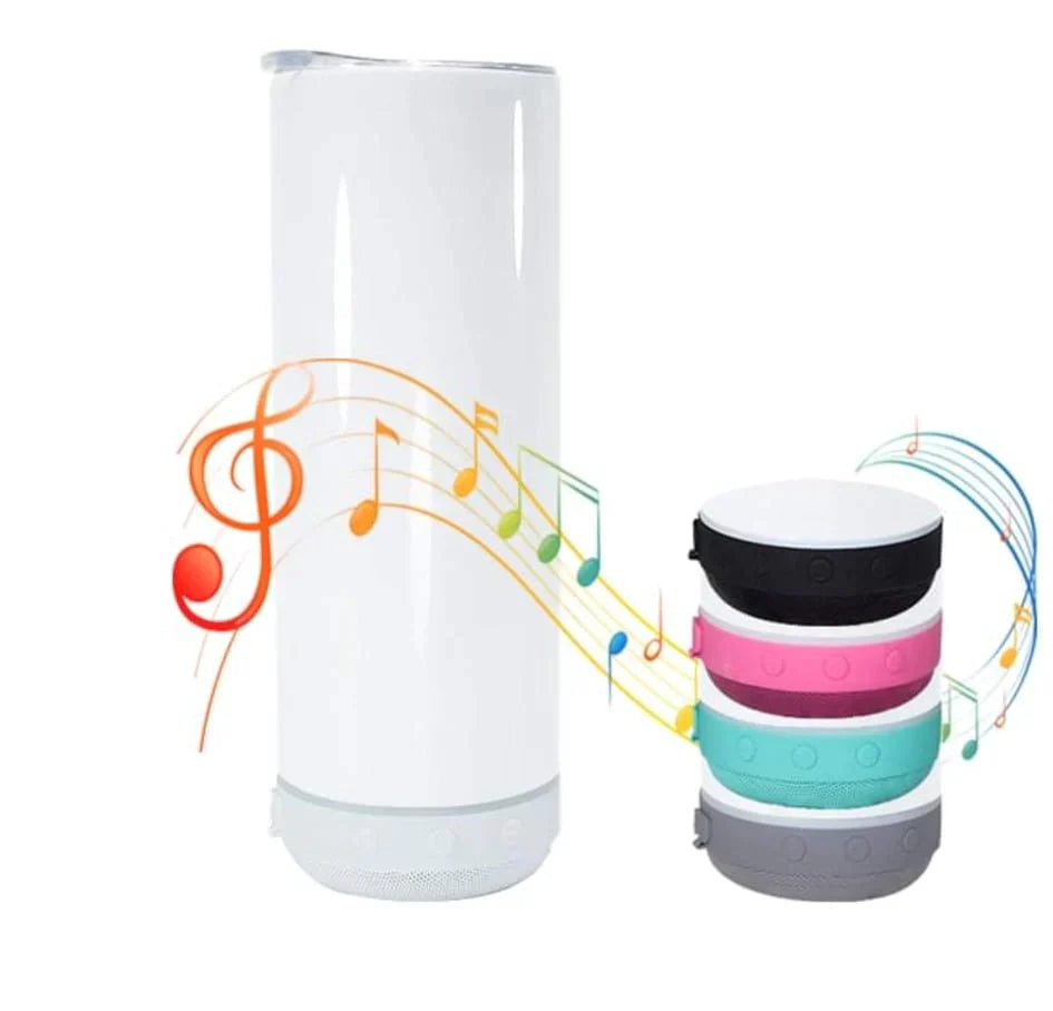 Lot de 20oz Gobelet Bluetooth à sublimation. Gobelets Musicaux avec Couvercle, Haut-parleur et Paille