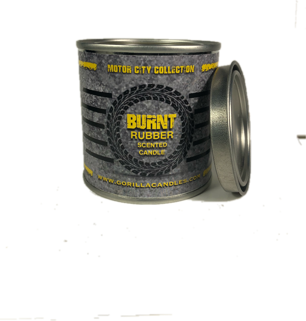 Burnt Rubber Scented Candle Natural Soy Wax Novelty Automotive Smell Home Fragrance 8 oz