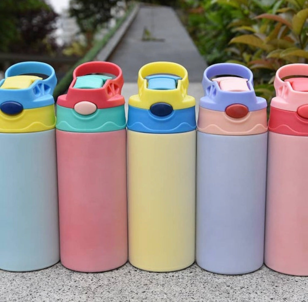 Biberon antifuite à sublimation vierge de 12 oz, changement de couleur UV et phosphorescent, droit, en acier inoxydable, gobelet pour enfants, bouteille d'eau de sport