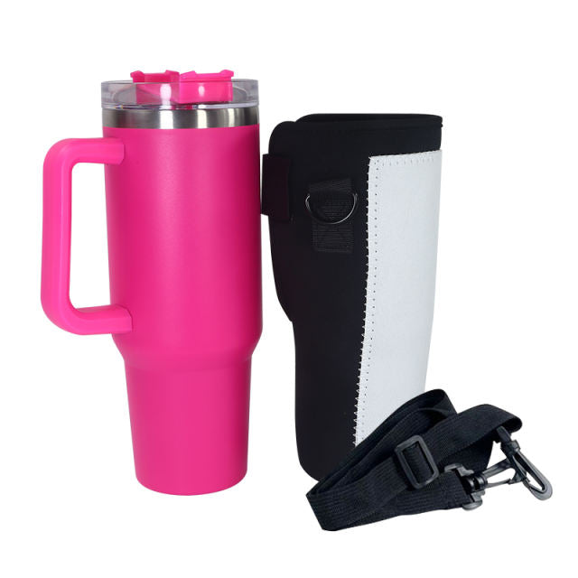 Sublimation Blank Neoprene 40oz tumbler tote pouch holder with adjustable strap
