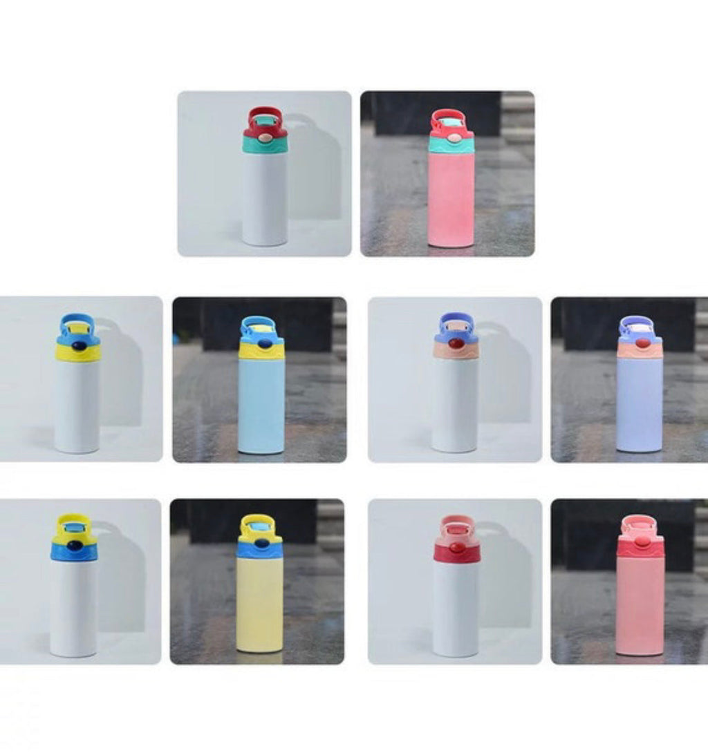 Biberon antifuite à sublimation vierge de 12 oz, changement de couleur UV et phosphorescent, droit, en acier inoxydable, gobelet pour enfants, bouteille d'eau de sport