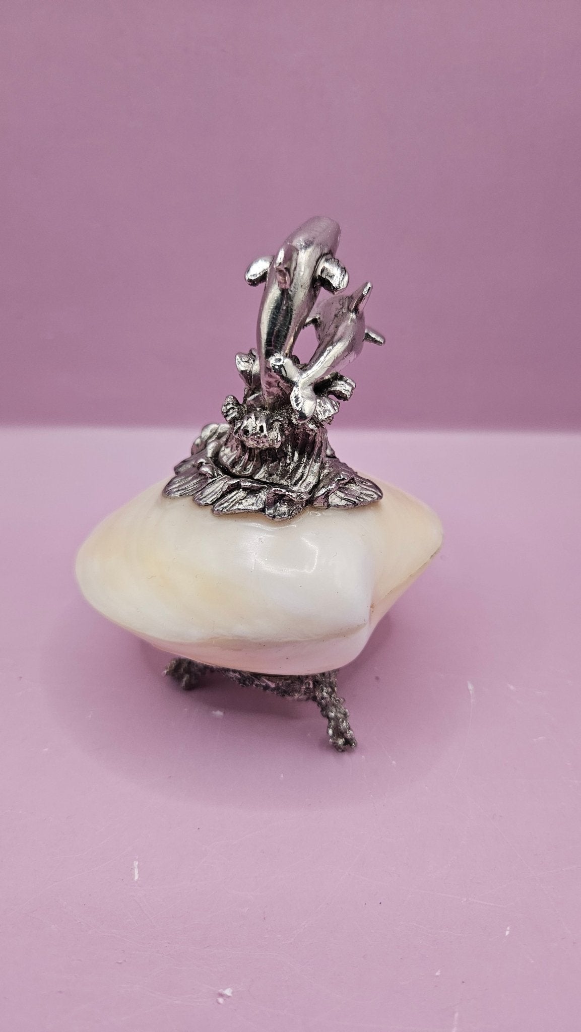 Ivory Clam with Pewter Dolphin