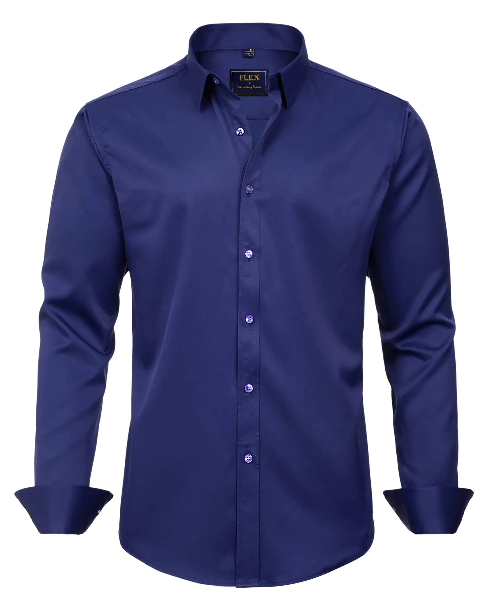 J.VER Boy's Long Sleeve Dress Shirts Solid Stretch Wrinkle-Free Shirt Kids Casual Button Down Shirts Navy Blue 6 Years - # BOAA12510006