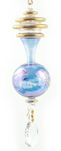 Egyptian Glass Dangle Ornament with 4 Gold Rings - Blue
