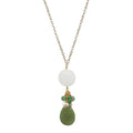 Jade Sea Glass Pendant Necklace Gold Chain Drop Green Pearl