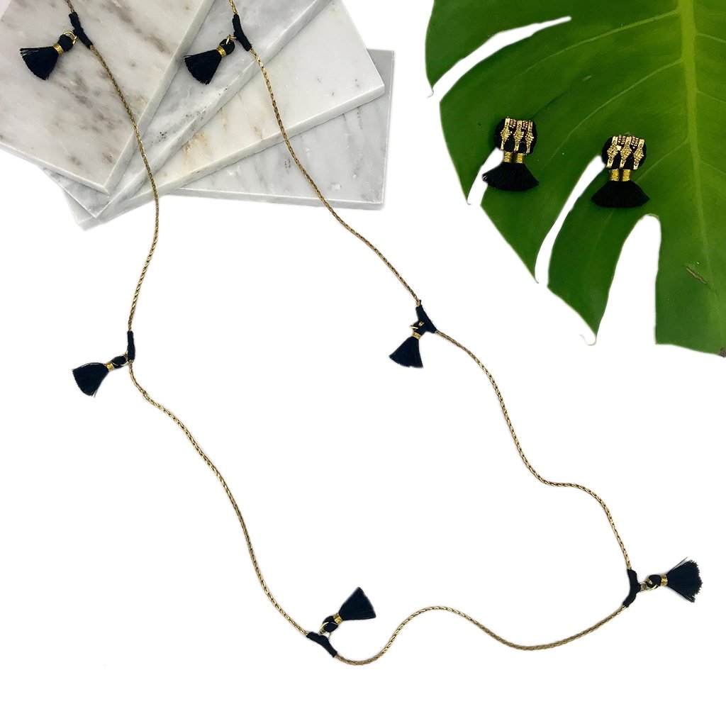 Jhumka Tassel Earrings Boho Handmade Cotton Tassels Zinc Alloy 4 Colors