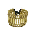 Kada Cuff Handwoven Metal Beads Cotton Thread Boho Indian Inspired 7.5in