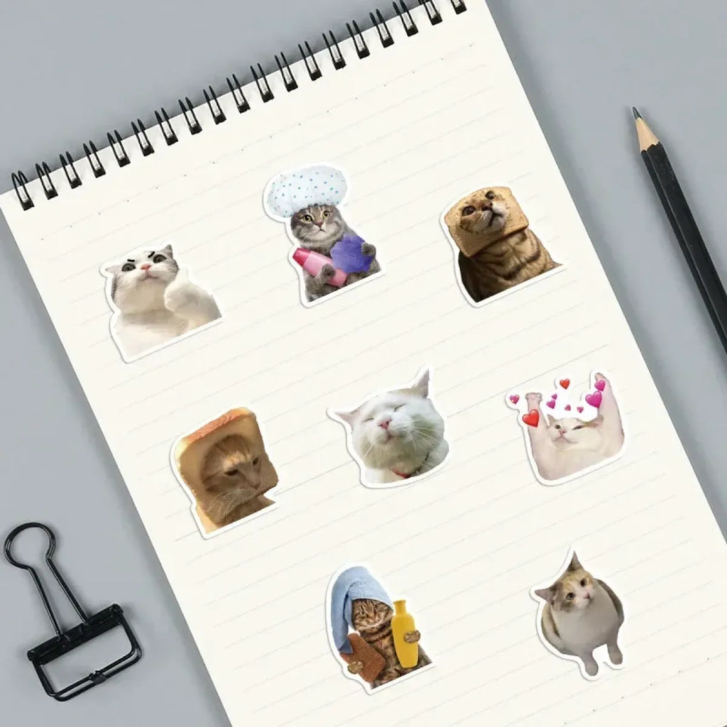Kawaii Cat Mood Stickers - Aesthetic Decor for DIY & More