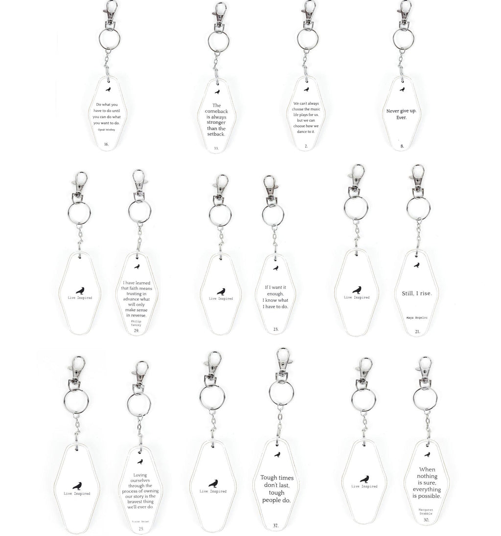 Wooden Inspirational Key Chains Reversible Heavy Duty Motivational Quotes Keyring Set 10 Plus Styles