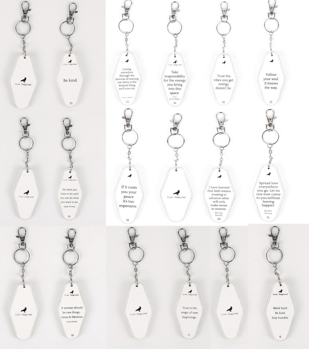Wooden Inspirational Key Chains Reversible Heavy Duty Motivational Quotes Keyring Set 10 Plus Styles