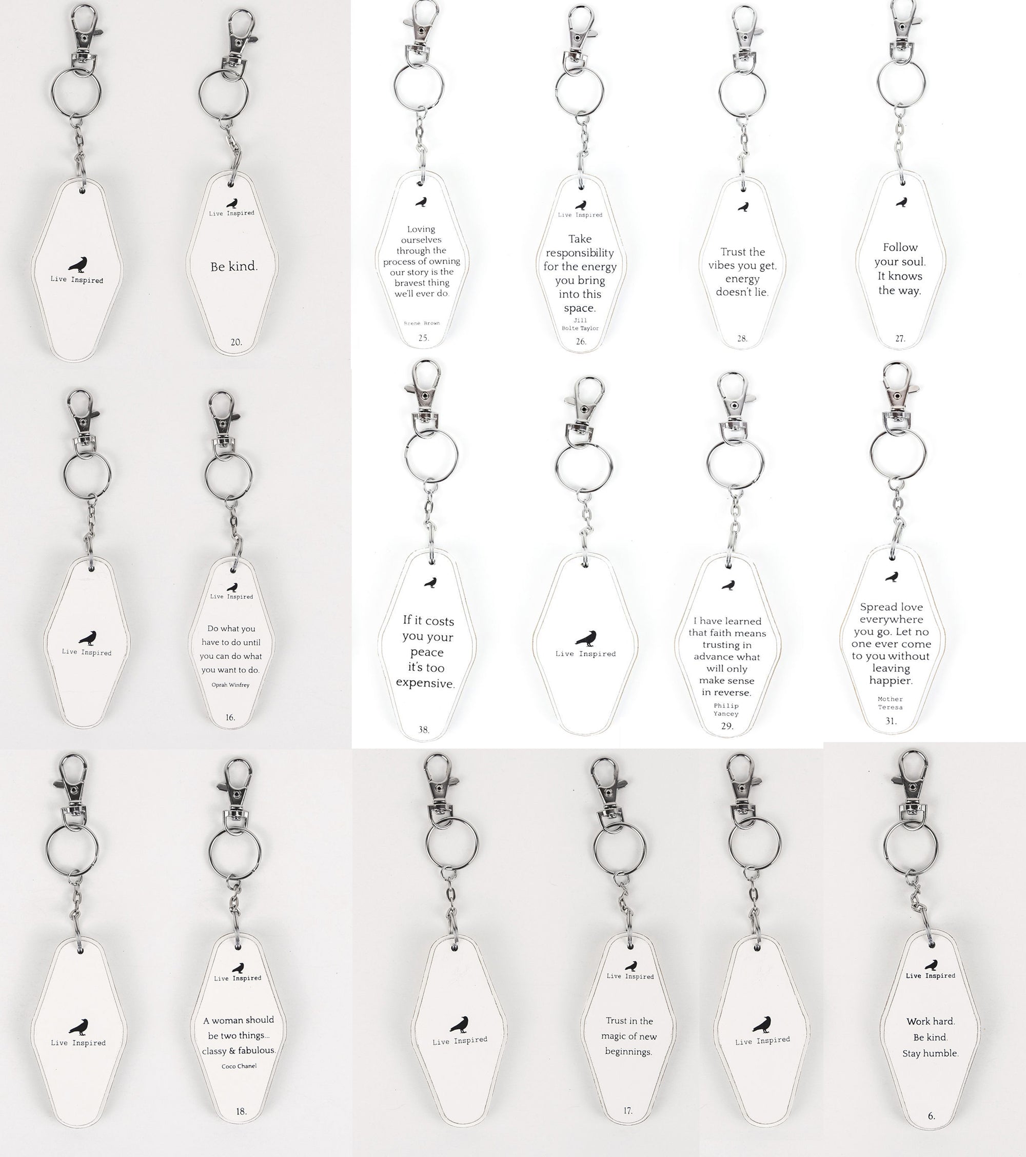 Wooden Inspirational Key Chains Reversible Heavy Duty Motivational Quotes Keyring Set 10 Plus Styles