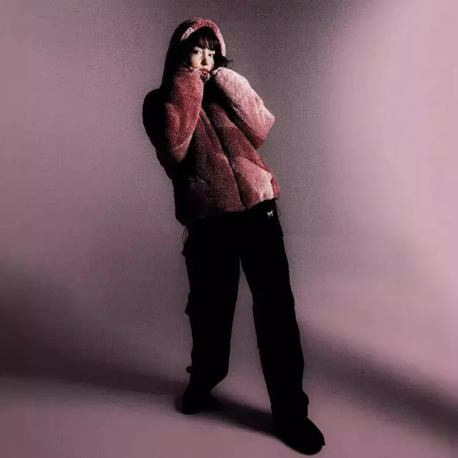 Lambswool Fluffy Zip Jacket  - # BOAA13210010