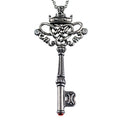 Large Key Necklace Vintage Crown Pendant Antique Chain