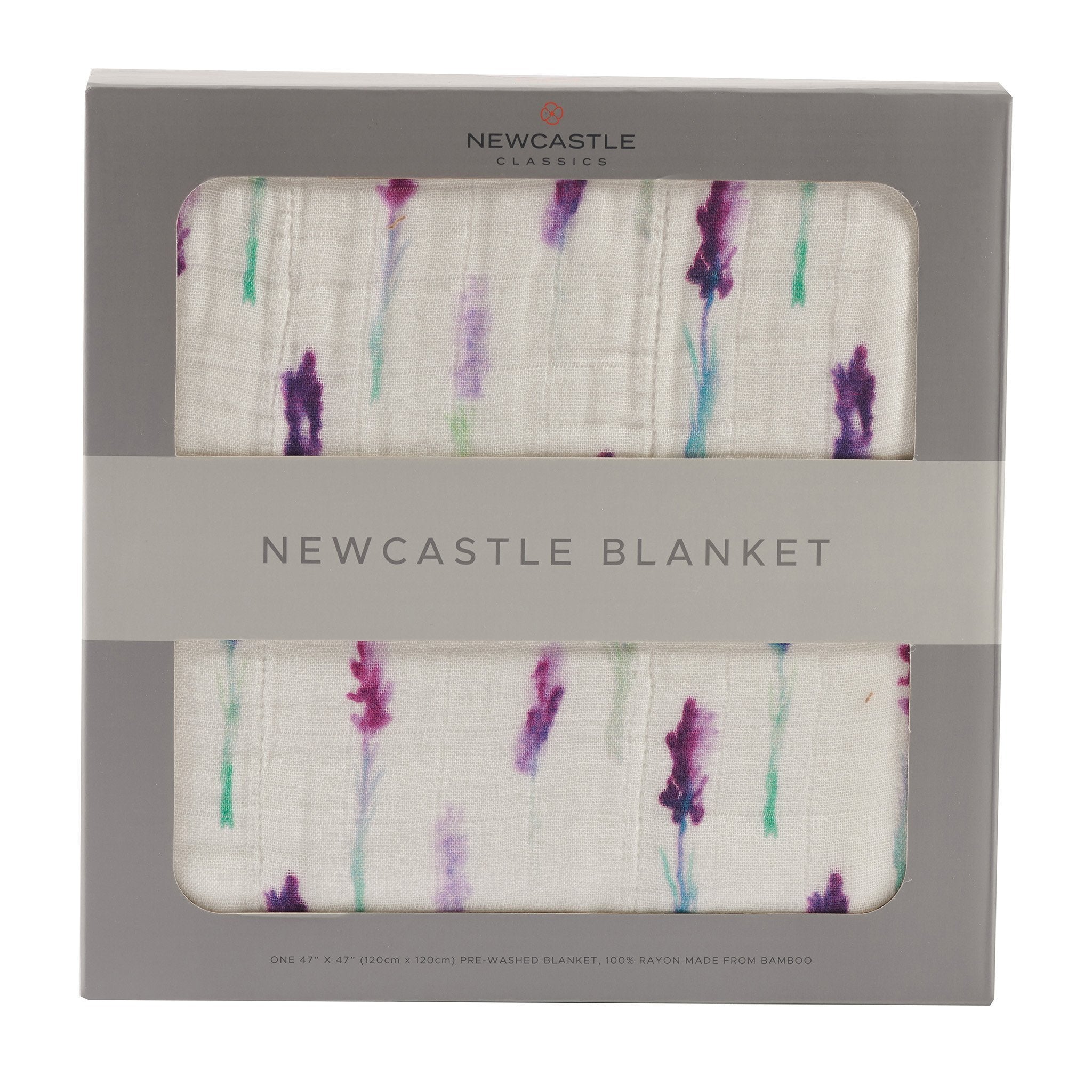 Lavender White Cotton Muslin Baby Swaddle Blanket 47x47