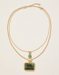 Layered Pendant Necklace - 17" Green Aventurine